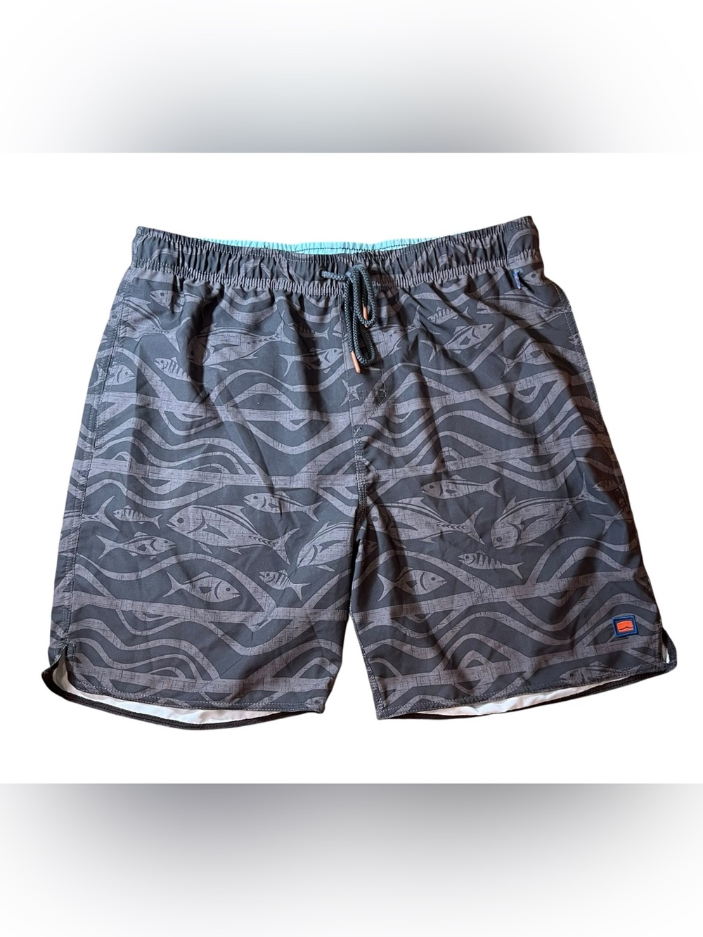 Men's Gray Fish-Print Swim Trunks